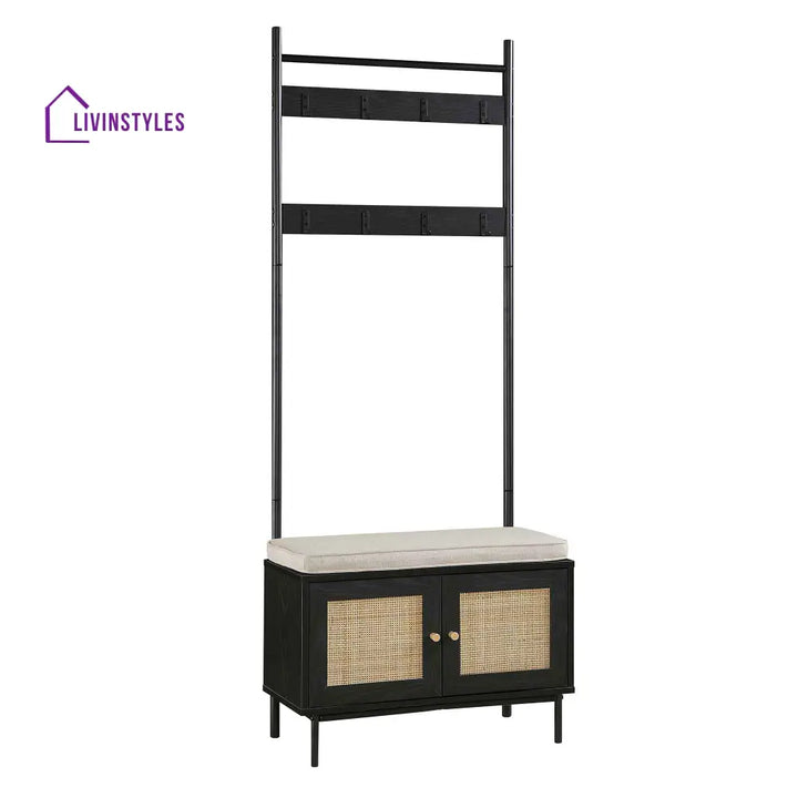 Frances Woven Hallway Unit with Cushion Black Cabinets & Chests