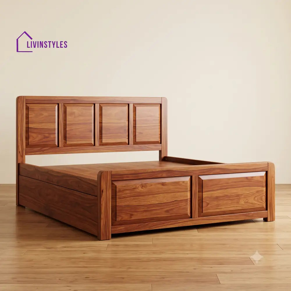 Valarmathi Sheesham Wood Bed With Box Storage | Wooden Bed