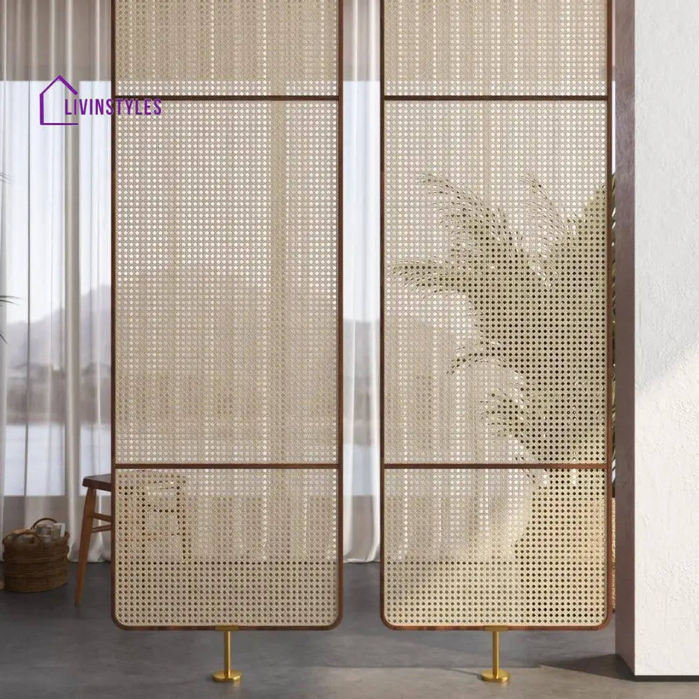 Valencia Wooden and Cane Weaving Room Partition for Living Room