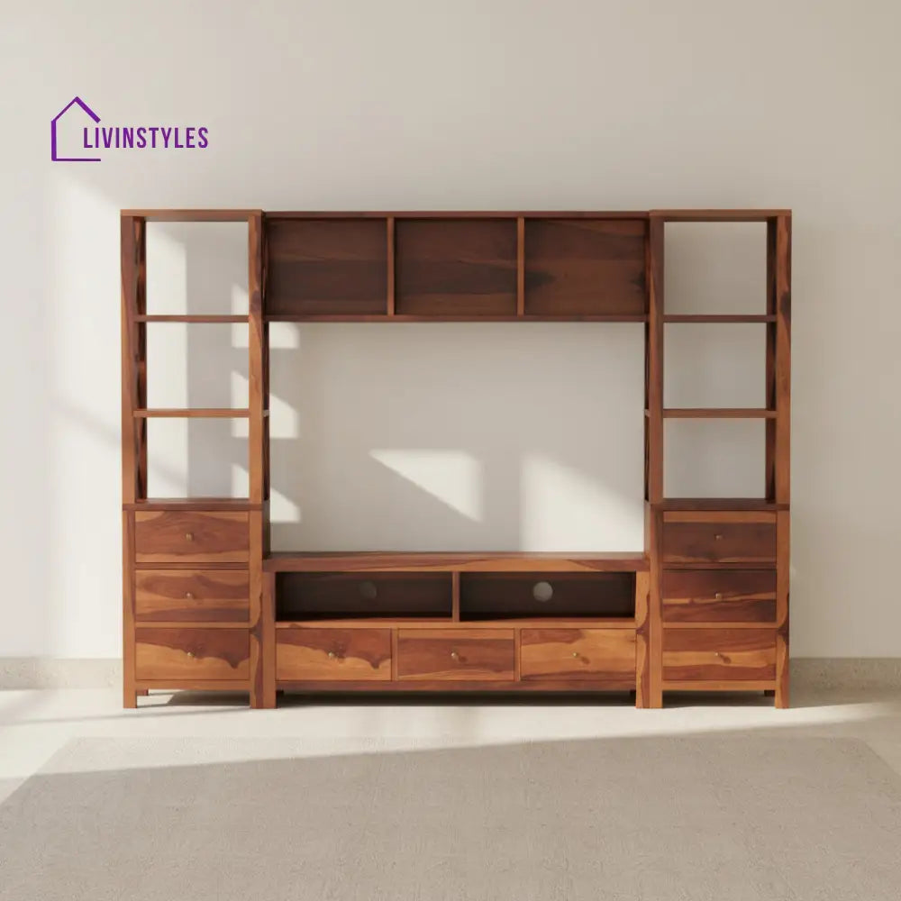 Valentina Sheesham Wood Tv Unit for Living Room Honey