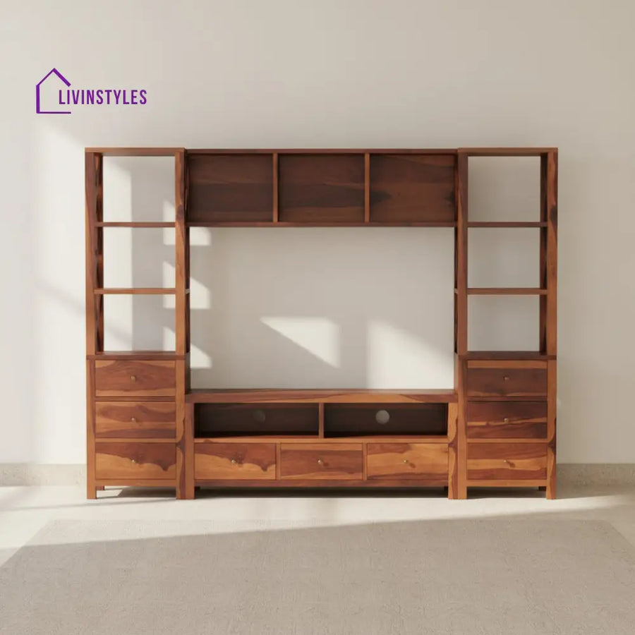 Valentina Sheesham Wood Tv Unit for Living Room Honey