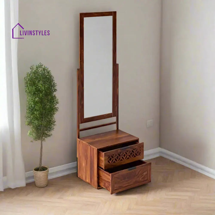 Valentina Solid Sheesham Wood Dresser With Two Drawer Natural Dresser