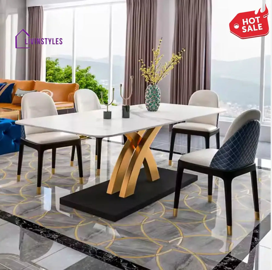 Valentina White Marble Dining Table