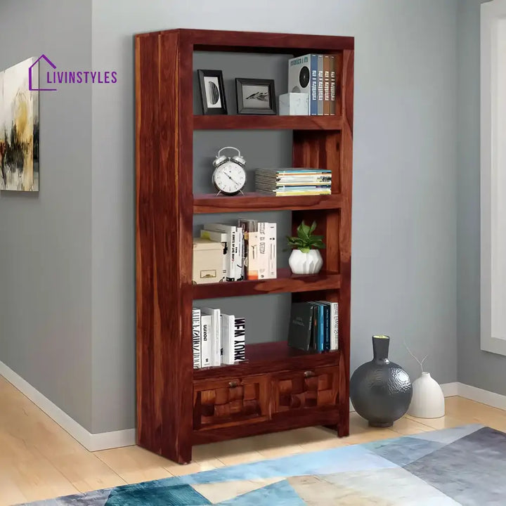 Valeria Solid Wood Sheesham Bookshelf Honey Study Table
