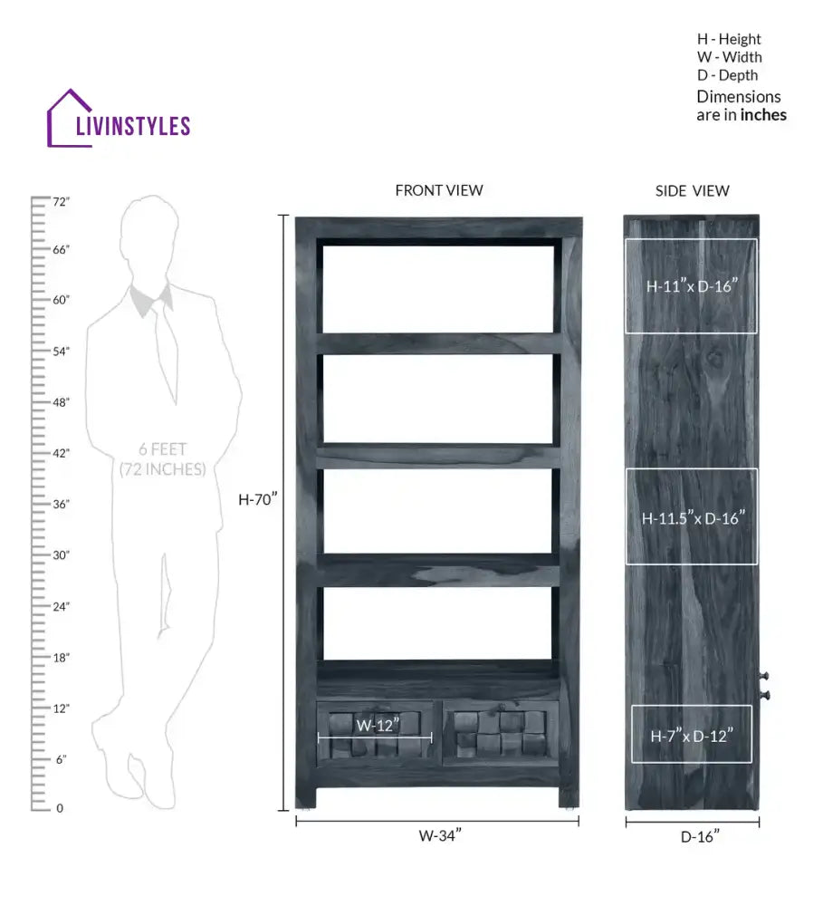 Valeria Solid Wood Sheesham Bookshelf Study Table