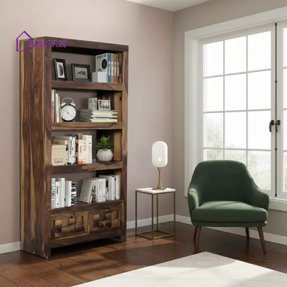 Valeria Solid Wood Sheesham Bookshelf Teak Study Table
