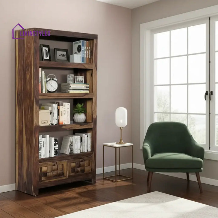 Valeria Solid Wood Sheesham Bookshelf Teak Study Table
