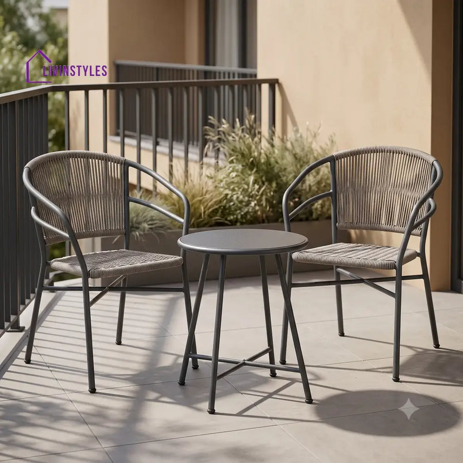 Valerie Outdoor Set 2 Chairs and 1 Table | Balcony Furniture Set