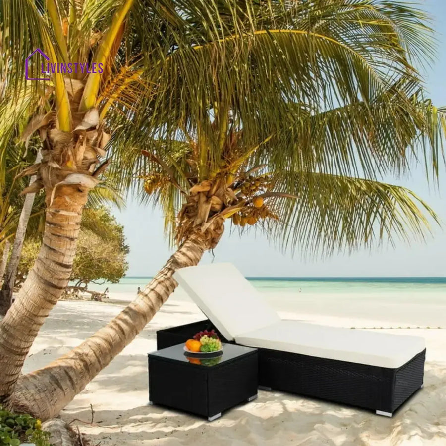 Valkyrie Outdoor Wicker Lounge Chair With Side Table - Lounger Set