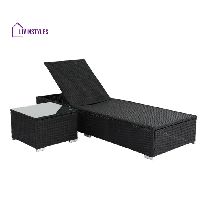 Valkyrie Outdoor Wicker Lounge Chair With Side Table - Lounger Set