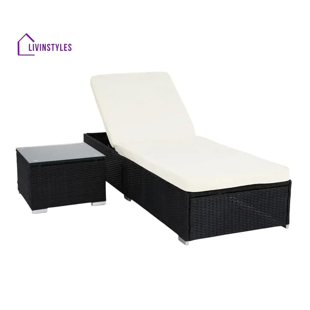 Valkyrie Outdoor Wicker Lounge Chair With Side Table - Lounger Set