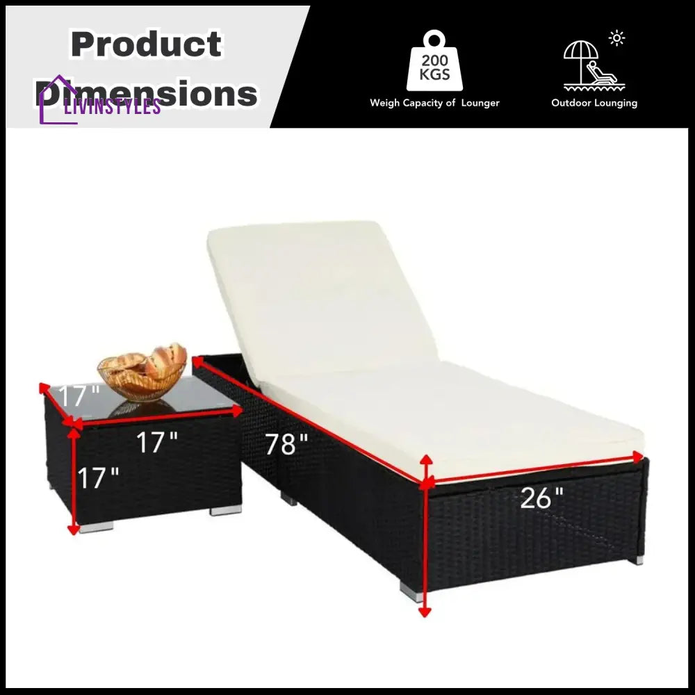 Valkyrie Outdoor Wicker Lounge Chair With Side Table - Lounger Set