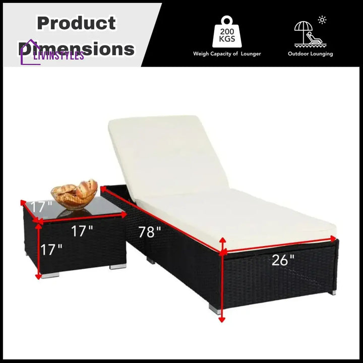 Valkyrie Outdoor Wicker Lounge Chair With Side Table - Lounger Set