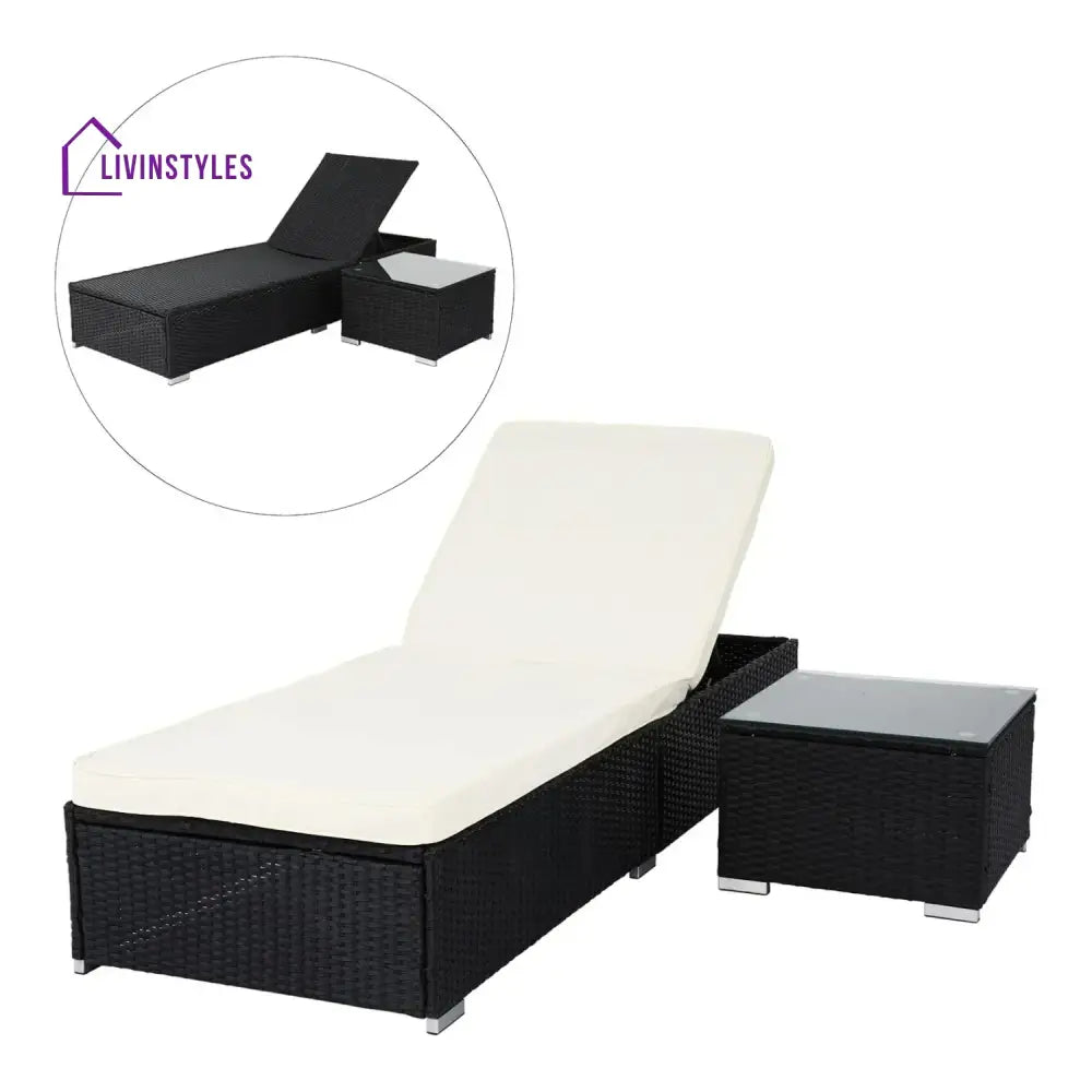 Valkyrie Outdoor Wicker Lounge Chair With Side Table - Lounger Set