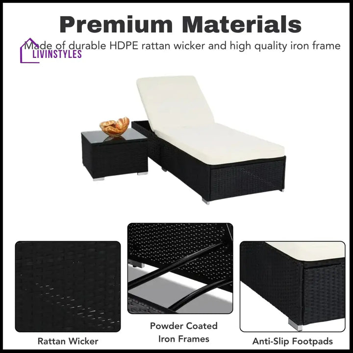 Valkyrie Outdoor Wicker Lounge Chair With Side Table - Lounger Set