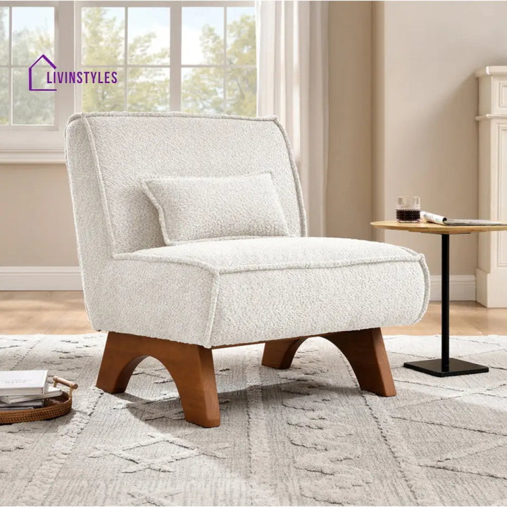 Vamika Solid Wood and Fabric Arm Chair | Living Room Chair | Lounge Chair