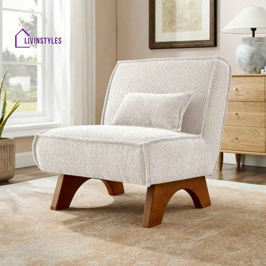 Vamika Solid Wood and Fabric Arm Chair | Living Room Chair | Lounge Chair