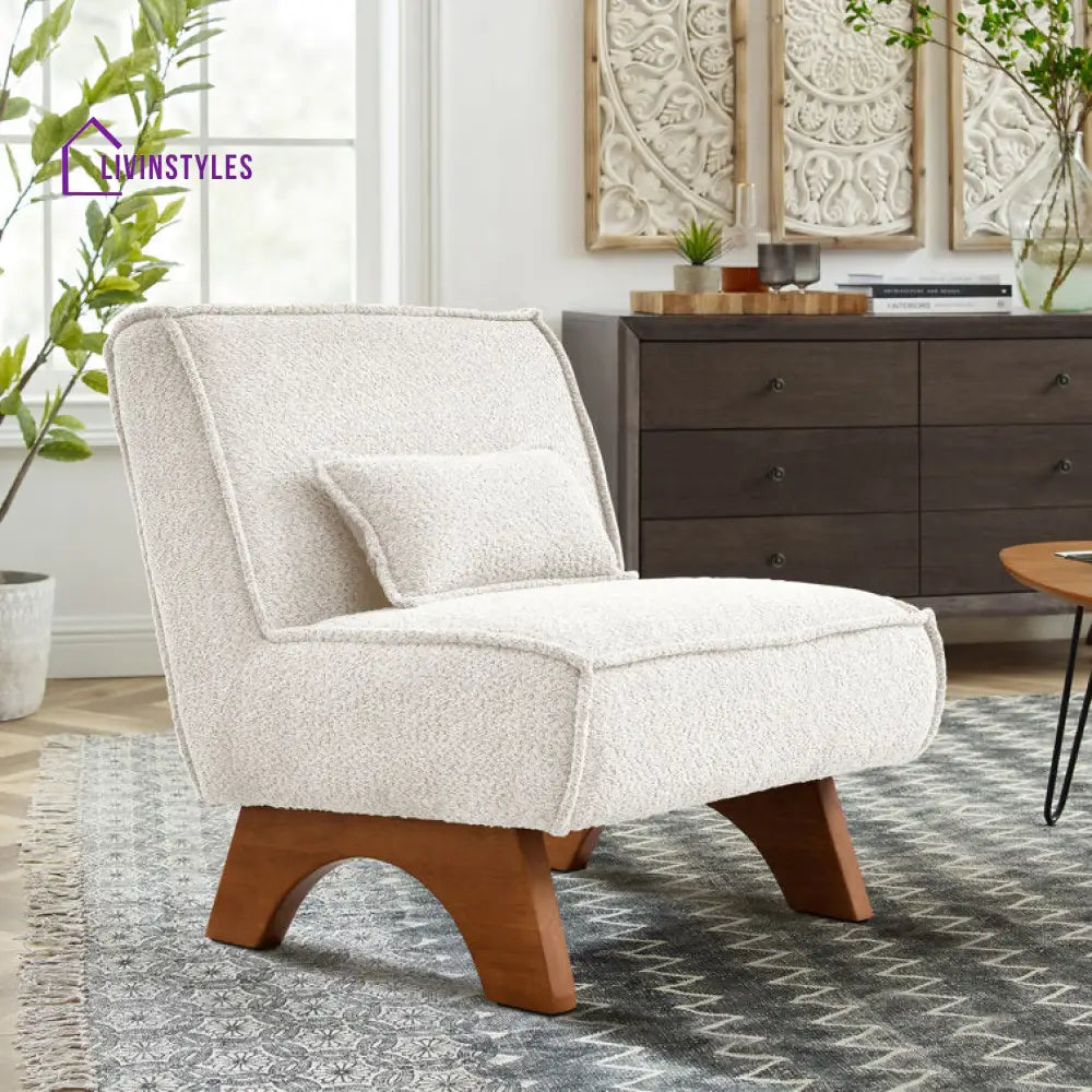 Vamika Solid Wood and Fabric Arm Chair | Living Room Chair | Lounge Chair