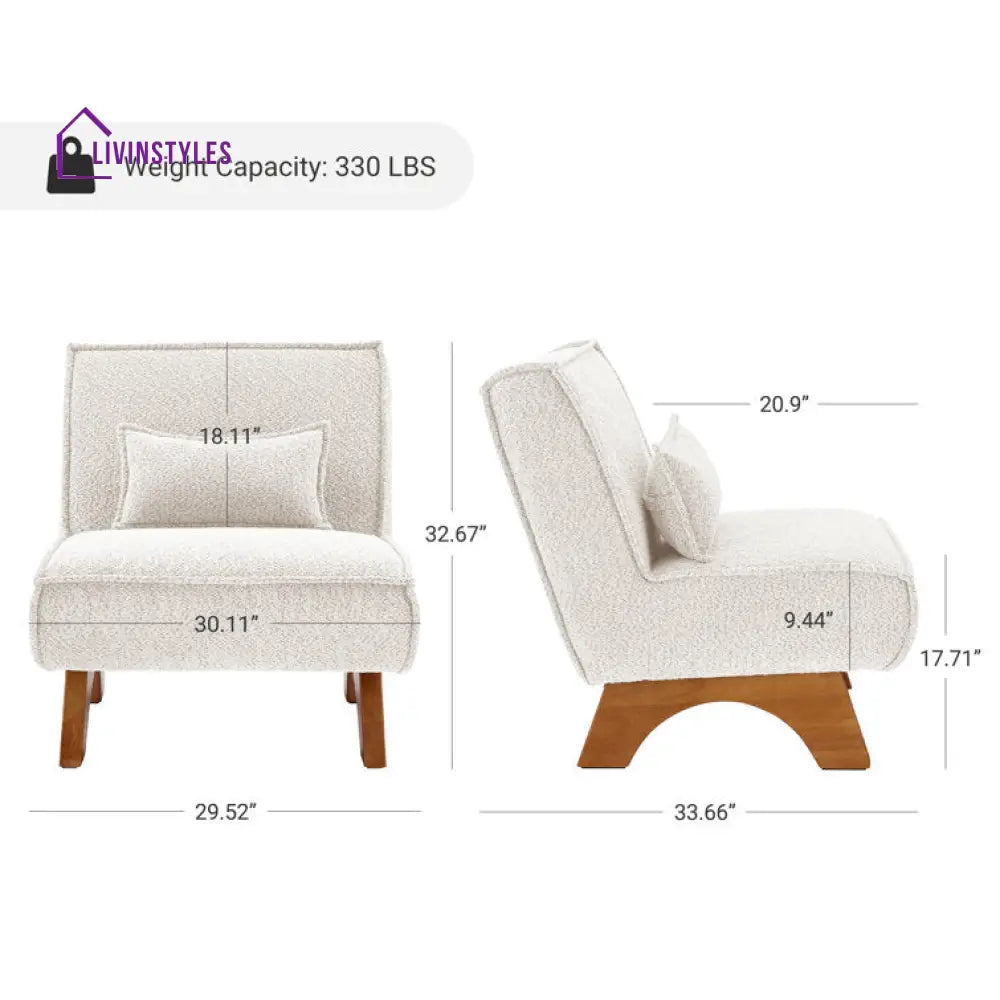 Vamika Solid Wood and Fabric Arm Chair | Living Room Chair | Lounge Chair
