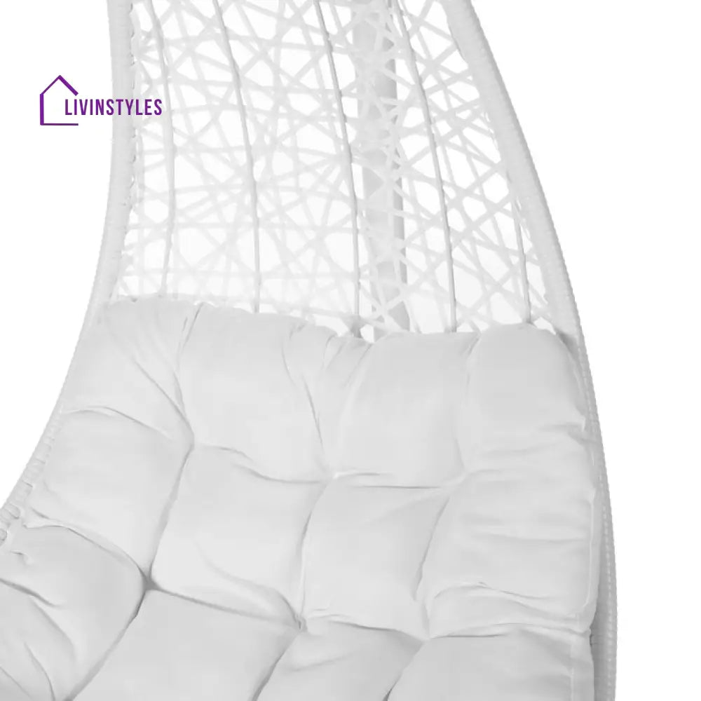 Vanda Single Seater Hanging Swing With Stand For Balcony Garden Swing (White) - Swings