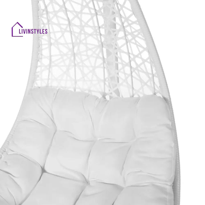 Vanda Single Seater Hanging Swing With Stand For Balcony Garden Swing (White) - Swings