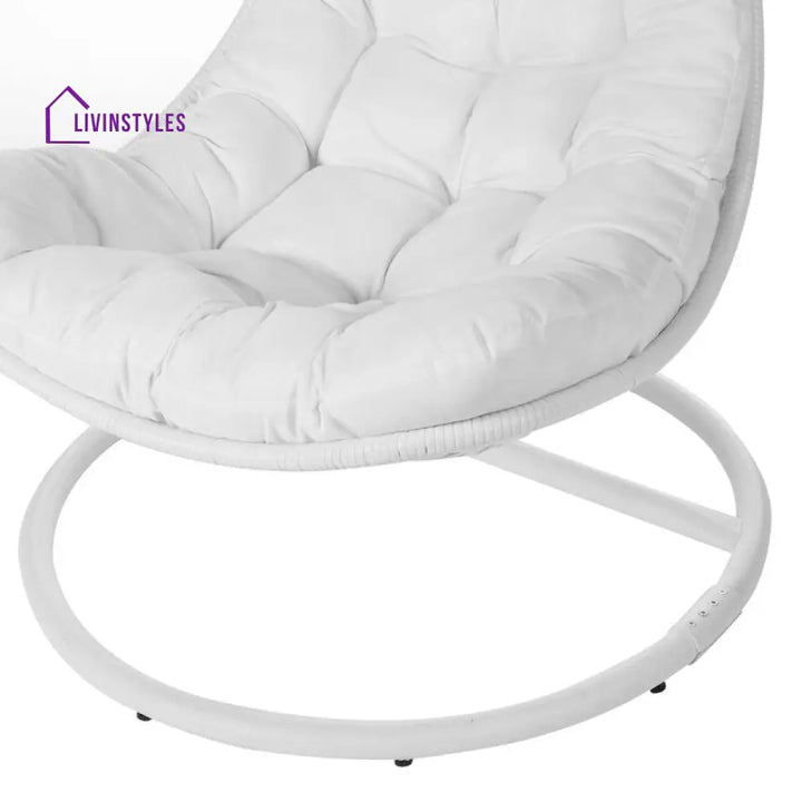 Vanda Single Seater Hanging Swing With Stand For Balcony Garden Swing (White) - Swings