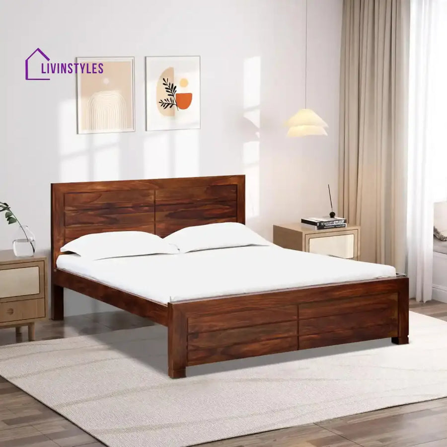 Moscow Contemporary Sheesham Wood Beds Queen / Teak Bed without storage