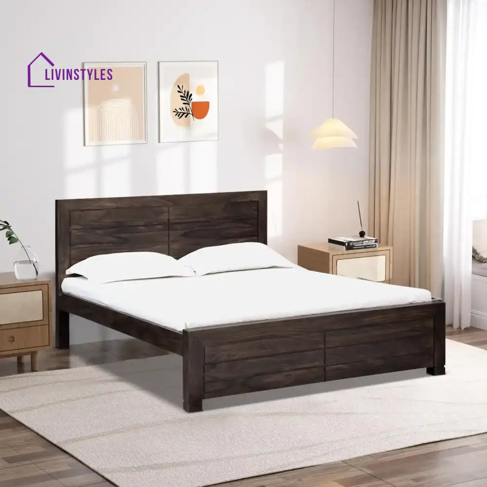Moscow Contemporary Sheesham Wood Beds Queen / Walnut Bed without storage