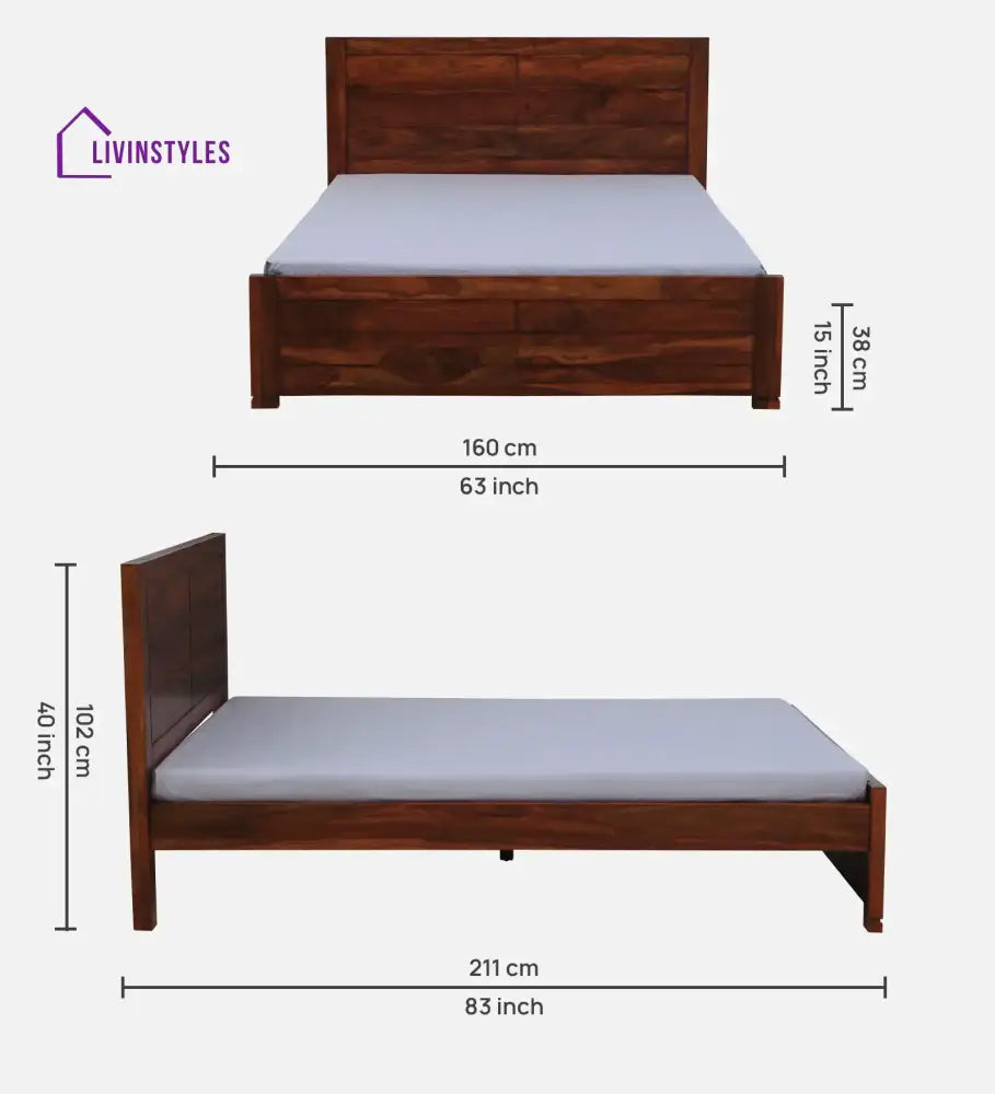 Moscow Contemporary Sheesham Wood Beds Bed without storage