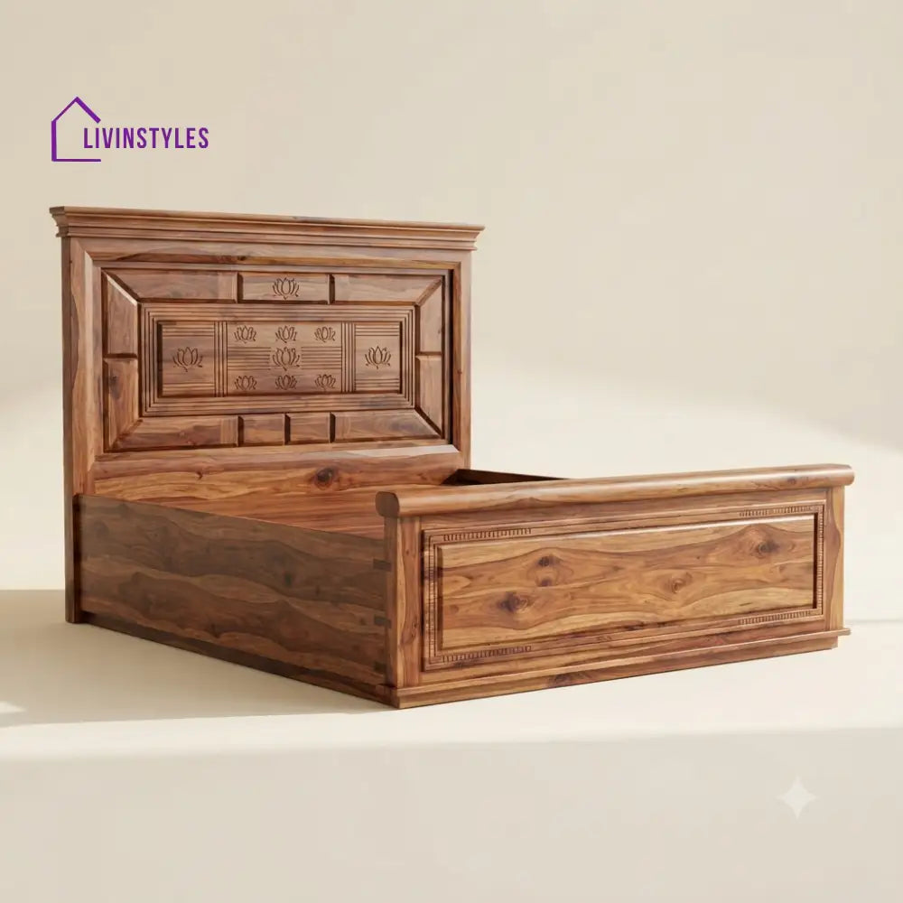 Vani Sheesham Wood Bed With Box Storage | Wooden Bed