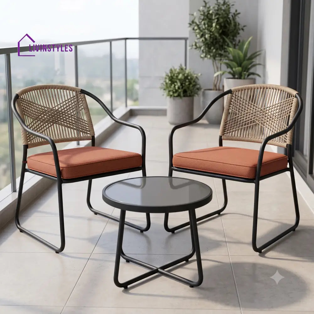Vanille Outdoor Set 2 Chairs and 1 Table | Balcony Furniture Set