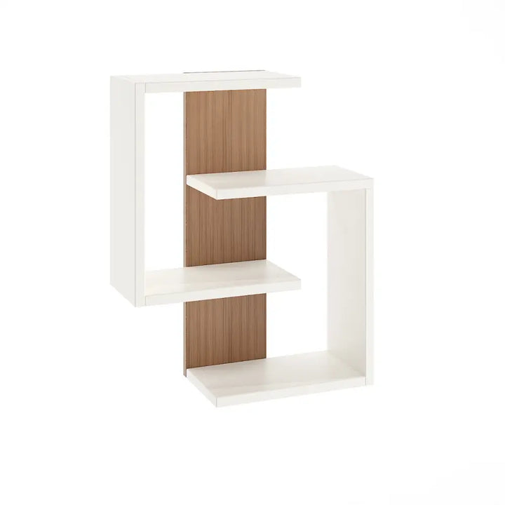Vanya Multipurpose Wall Shelf & Display Rack - White and Exotic Teak Display Shelf