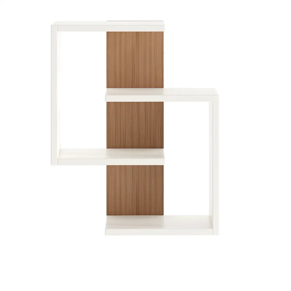Vanya Multipurpose Wall Shelf & Display Rack - White and Exotic Teak Display Shelf