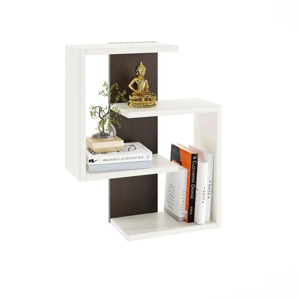 Vanya Multipurpose Wall Shelf & Display Rack - White and Wenge Display Shelf