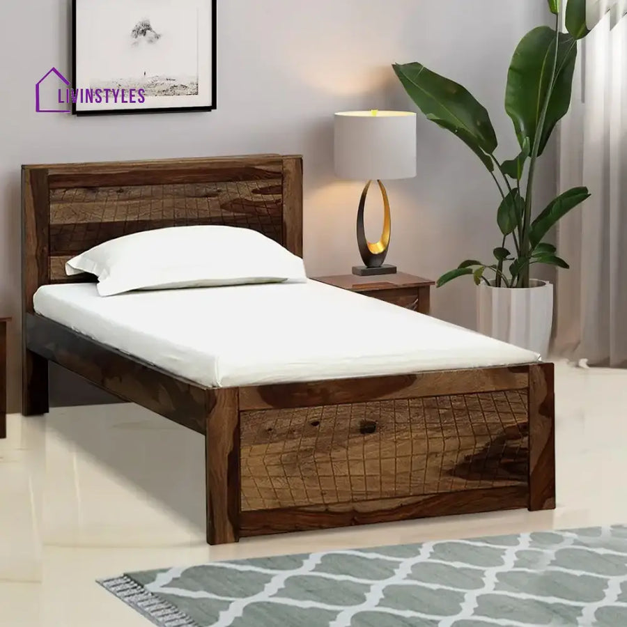 Harmonia Natural Wood Single Bed Teak Bedroom Furniture Sets