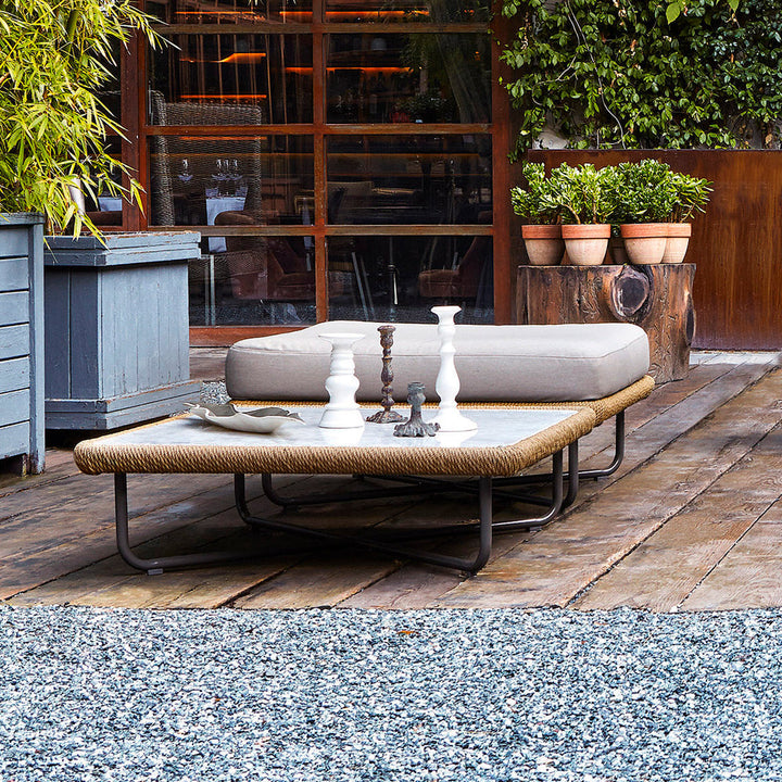 Kenly Outdoor Sofa Set 2 Seater, 2 Single seater and 1 Center Table with ottoman (Tan) Braided & Rope