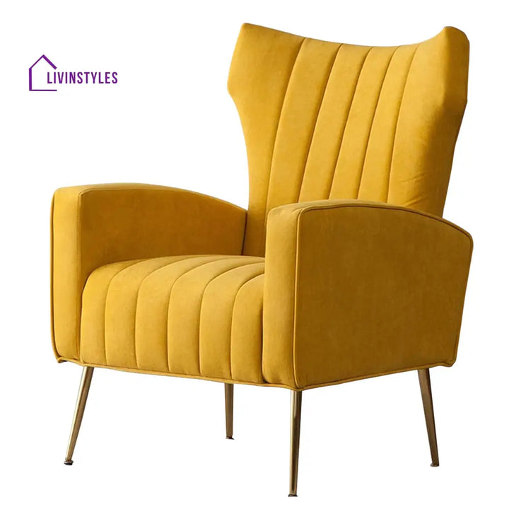 Varfolomey Luxurious Velvet Accent Chair Yellow Color Furniture