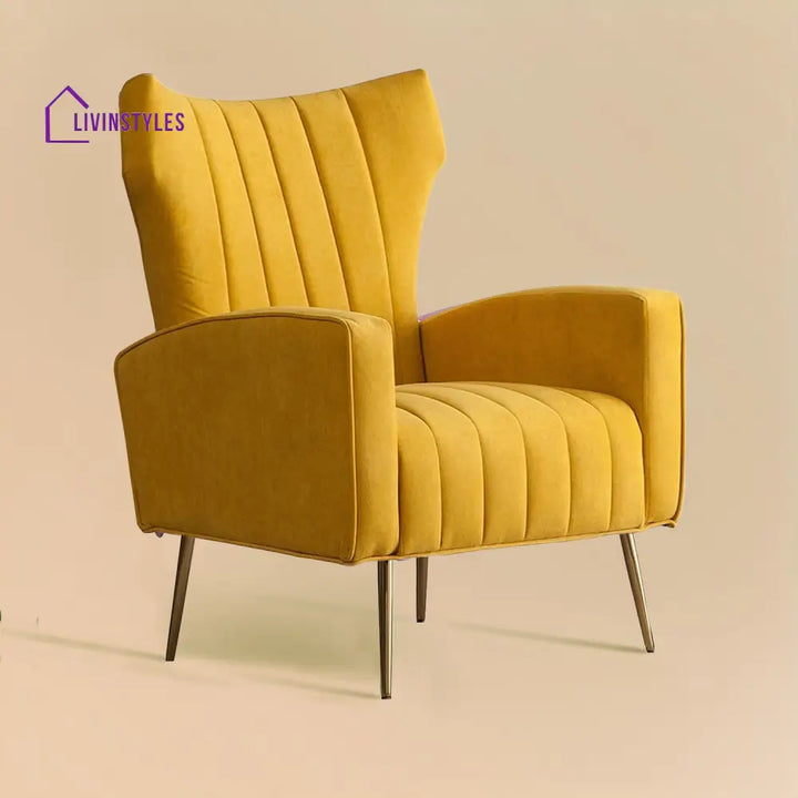 Varfolomey Luxurious Velvet Accent Chair Yellow Color Furniture