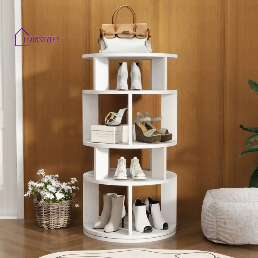 Varvara Engineered Wood Rotating Shoe Rack for Home