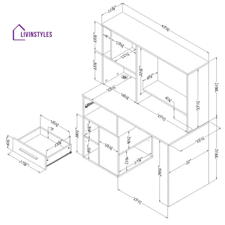 Varvara White Study Table for Students