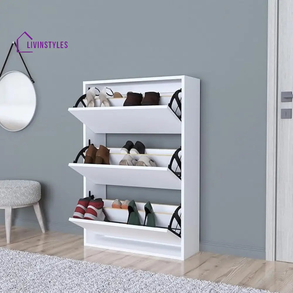 Varya White Finish Shoe Rack | Slim Shoe Rack for Home