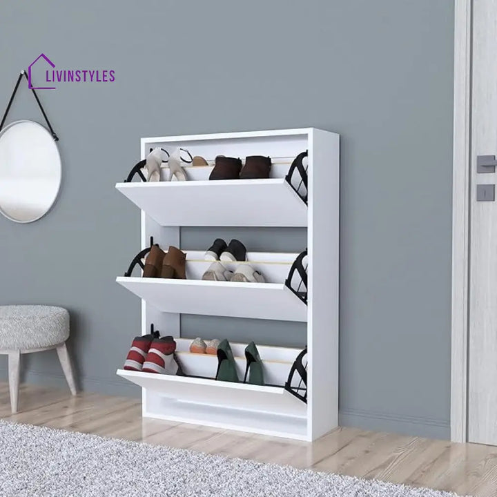 Varya White Finish Shoe Rack | Slim Shoe Rack for Home