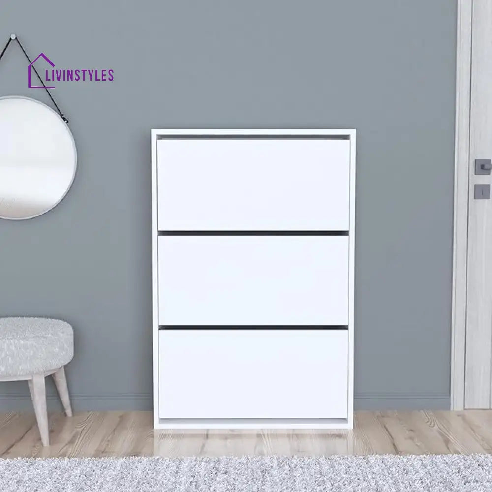 Varya White Finish Shoe Rack | Slim Shoe Rack for Home