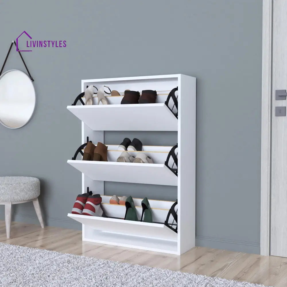 Varya White Finish Shoe Rack | Slim Shoe Rack for Home