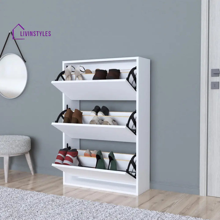 Varya White Finish Shoe Rack | Slim Shoe Rack for Home