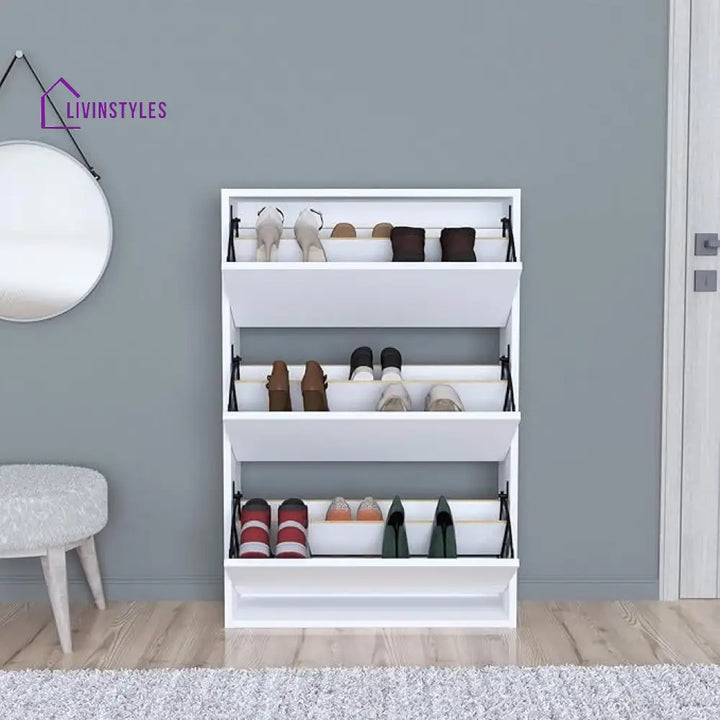 Varya White Finish Shoe Rack | Slim Shoe Rack for Home