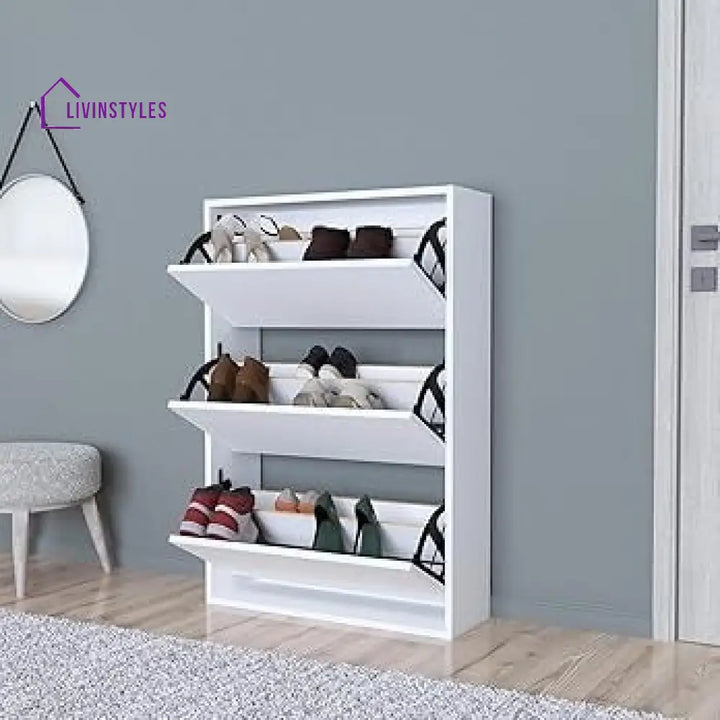 Varya White Finish Shoe Rack | Slim Shoe Rack for Home