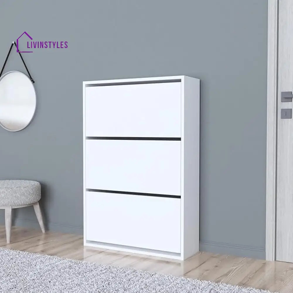 Varya White Finish Shoe Rack | Slim Shoe Rack for Home