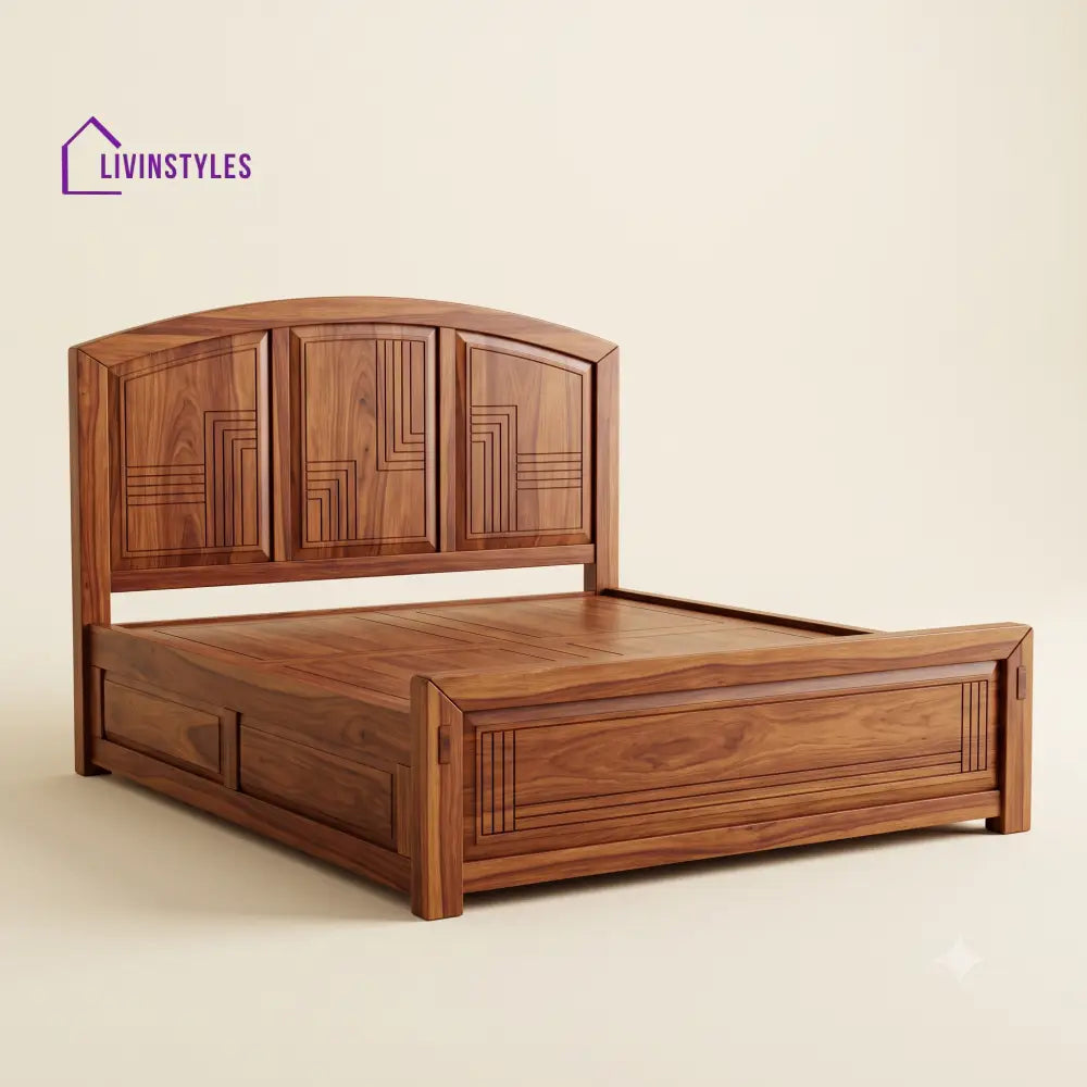 Vasantha Sheesham Wood Bed With Box Storage | Wooden Bed