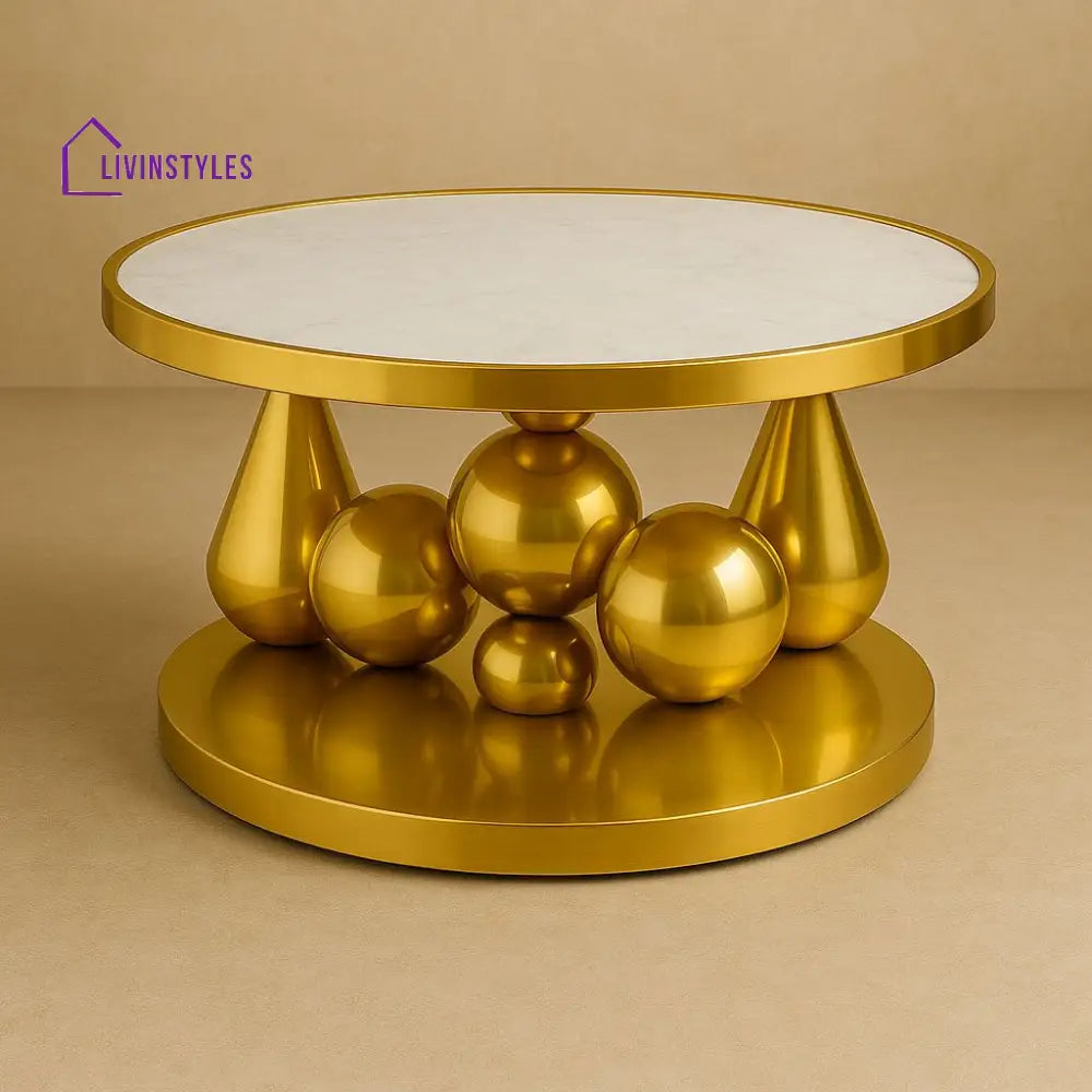 Vasilisa Stainless Steel Gold Finish Coffee Table for Living Room